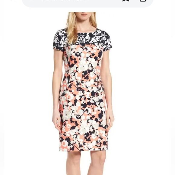 BOSS Women Donisa‎ Floral-print Sheath Dress in White/Multi - Size 6 - Picture 1 of 14